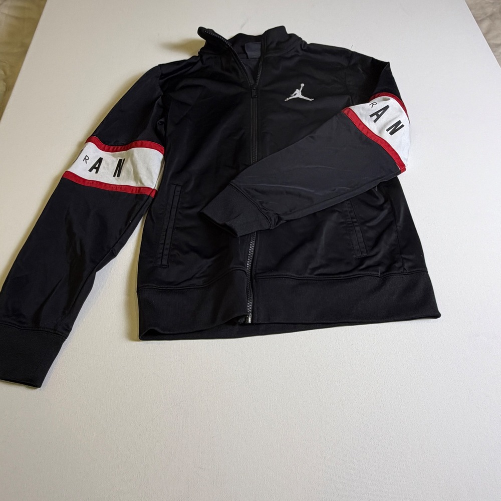 Jordan Boys Full Zip Track Jacket Black Red White Jumpman 5639-023 Size L 12-13